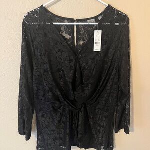New York & Company Black Lace 3/4 Length Sleeve Blouse NWT